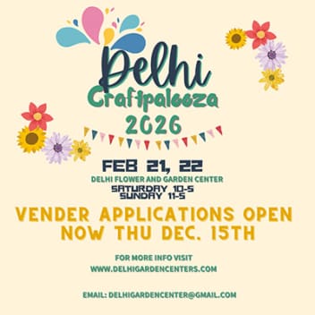 Delhi Craftpalooza will take place on February 21st and 22nd! Vendor applications are open November 1st through December 15th. Apply now!