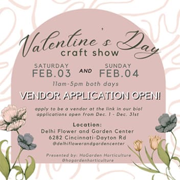 Vendor applications are now open for our Valentine's Day craft show on February 3rd and 4th. Apply now!